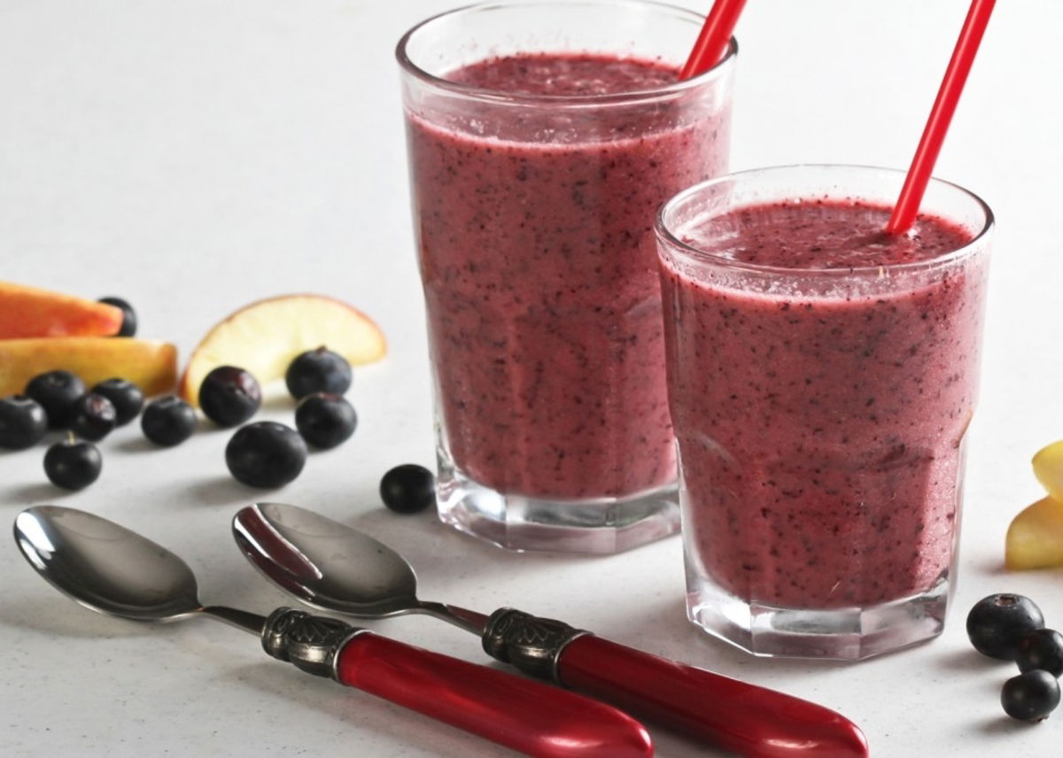 Batido de fresa con arándanos