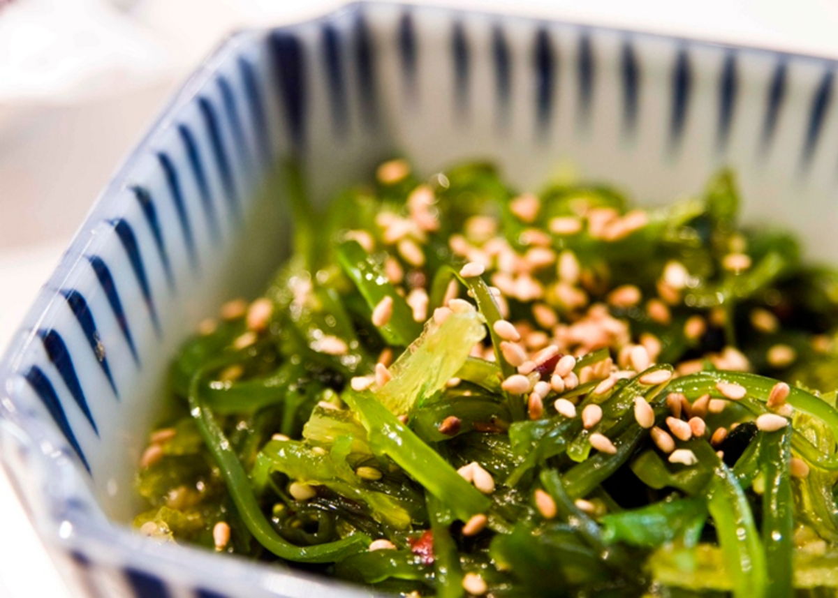 Plato con algas marinas