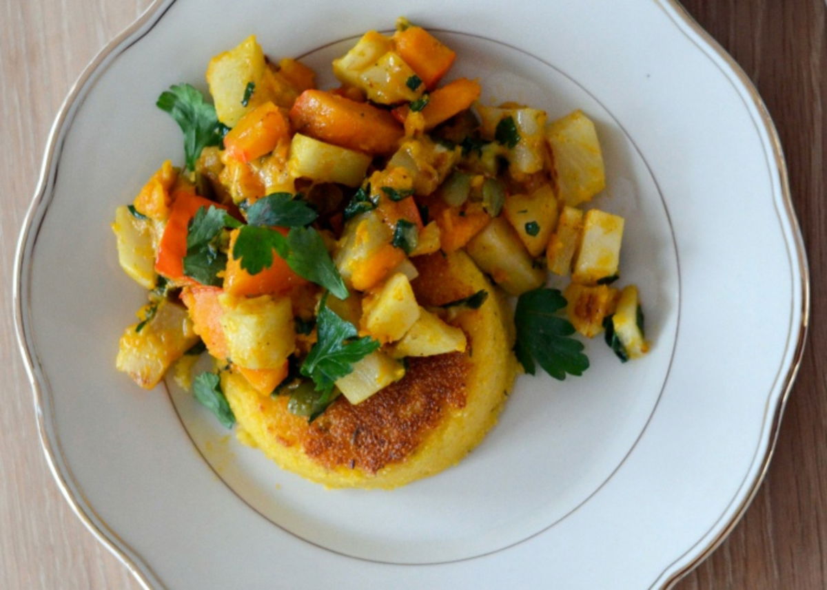 Polenta y vegetales