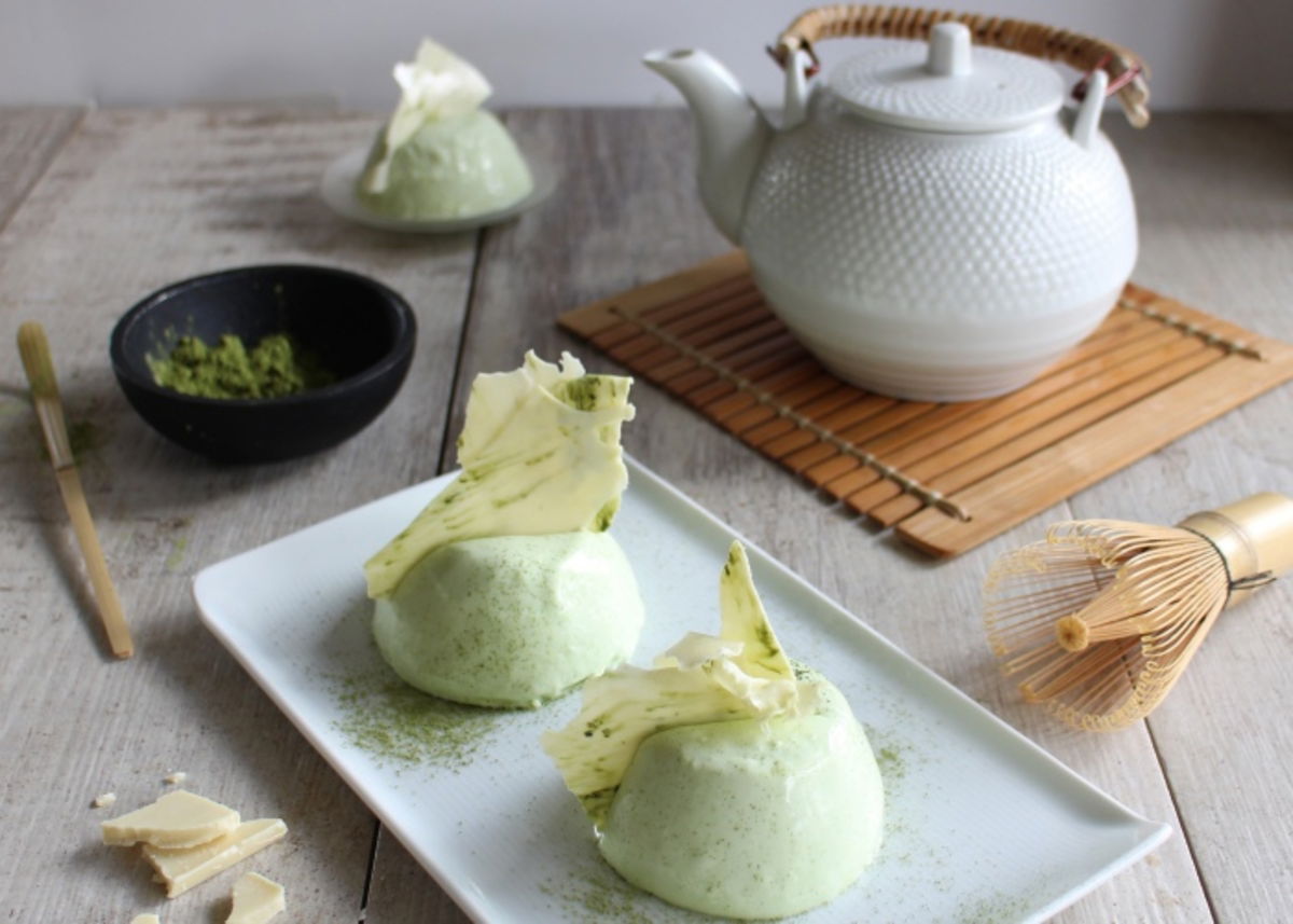 Postre con té matcha