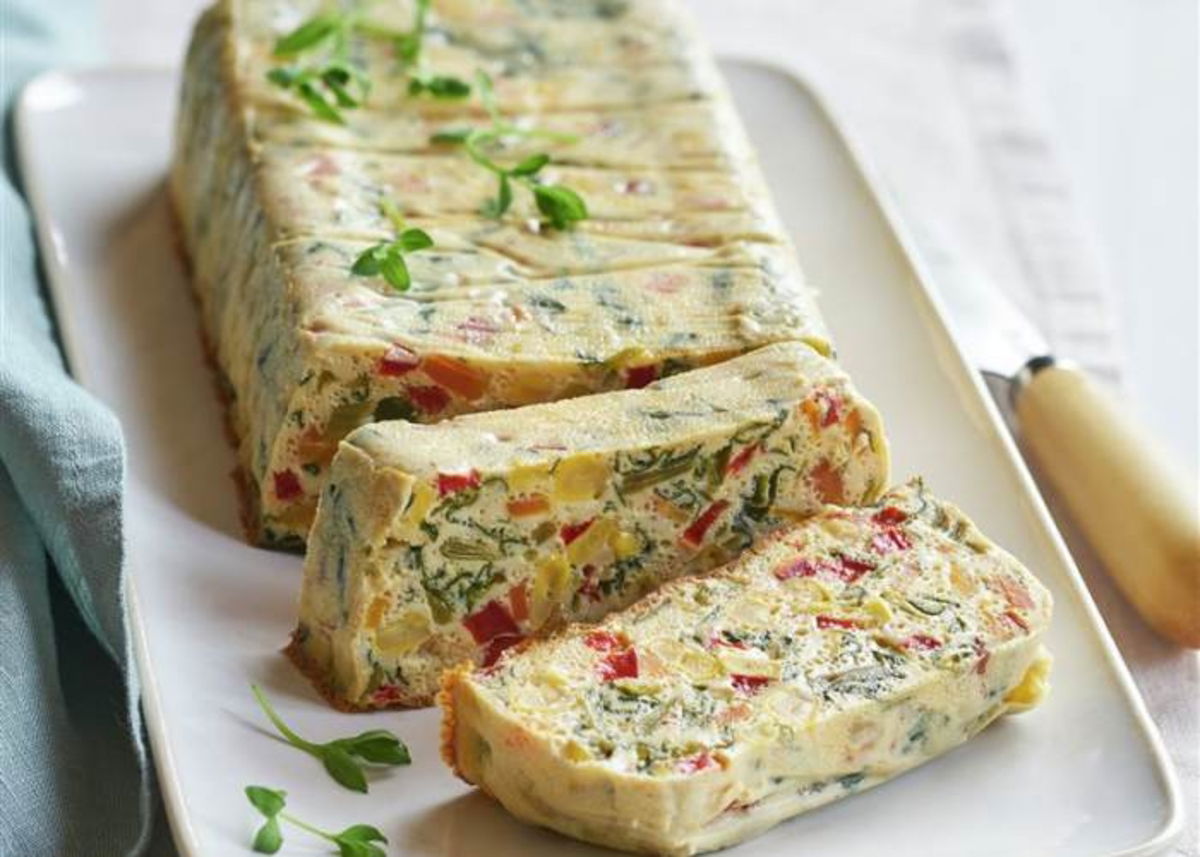 Pastel vegetales servido