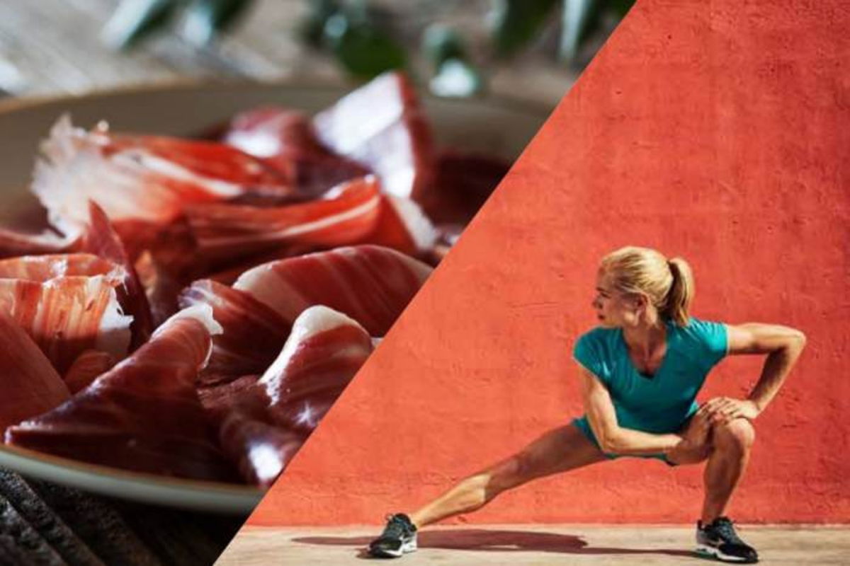 Mujer runner y jamón ibérico