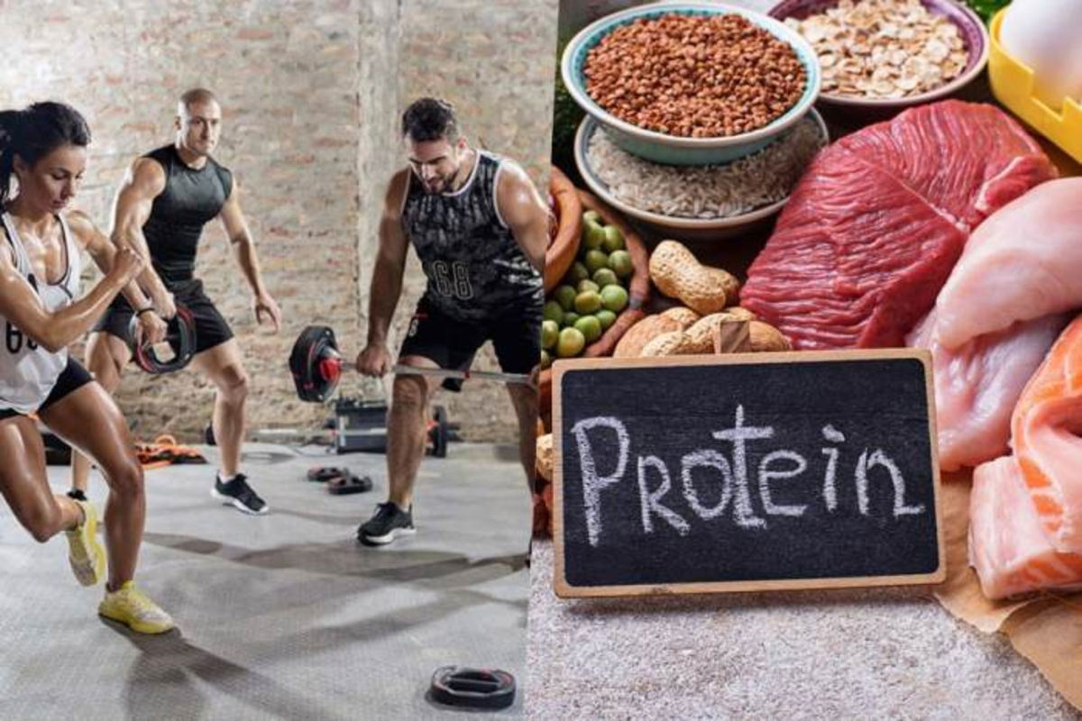 Personas ejercitándose y comida