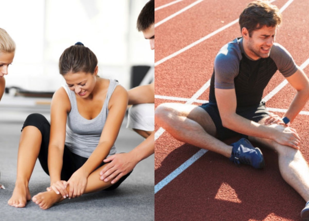 Mujer y hombre lesionado deporte