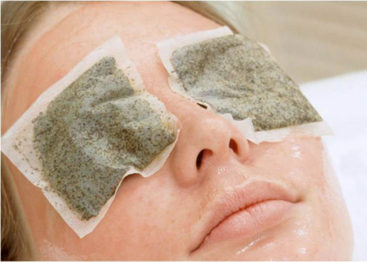 Rostro con bolsas de té