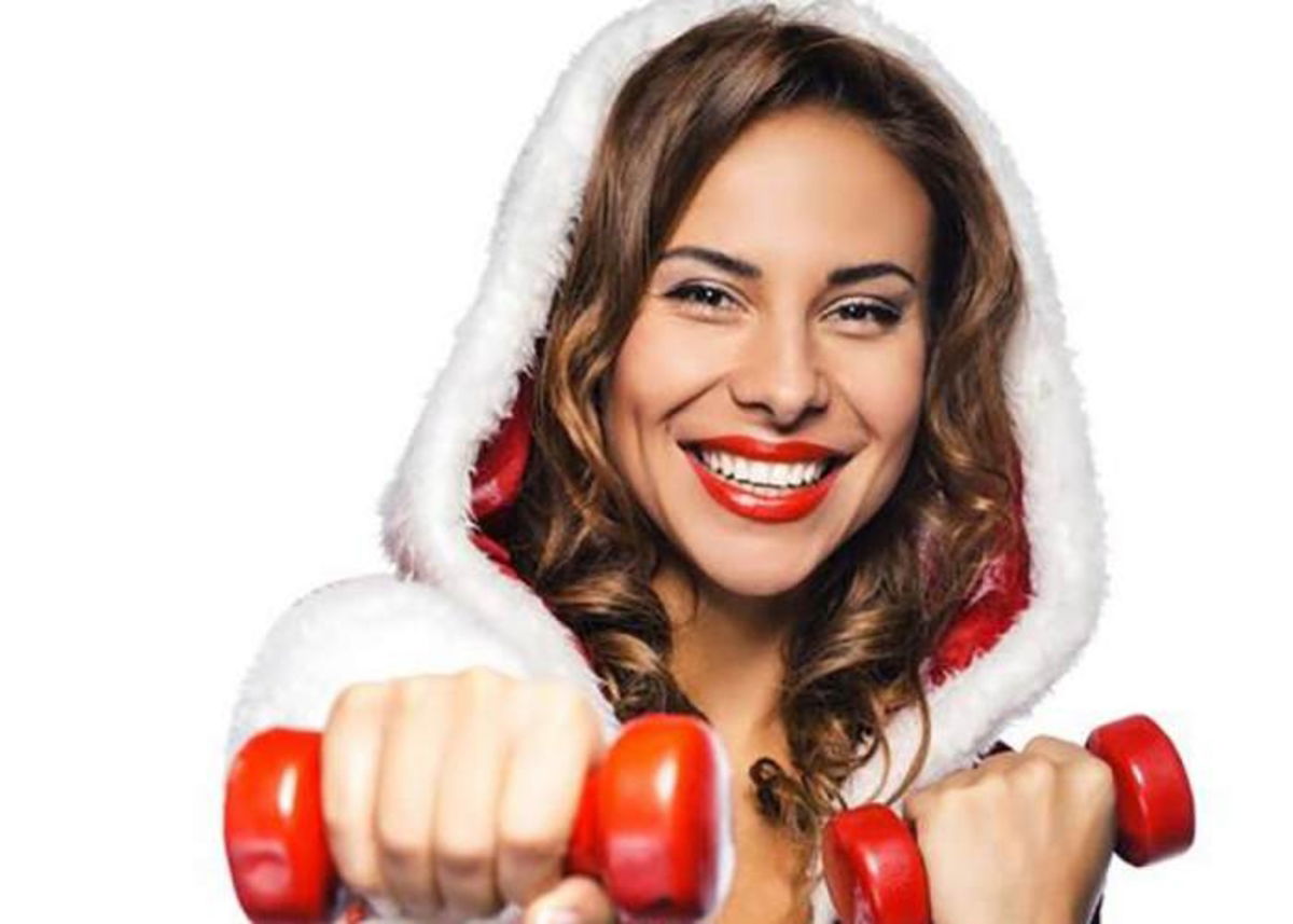 Mujer con mancuernas Navidad