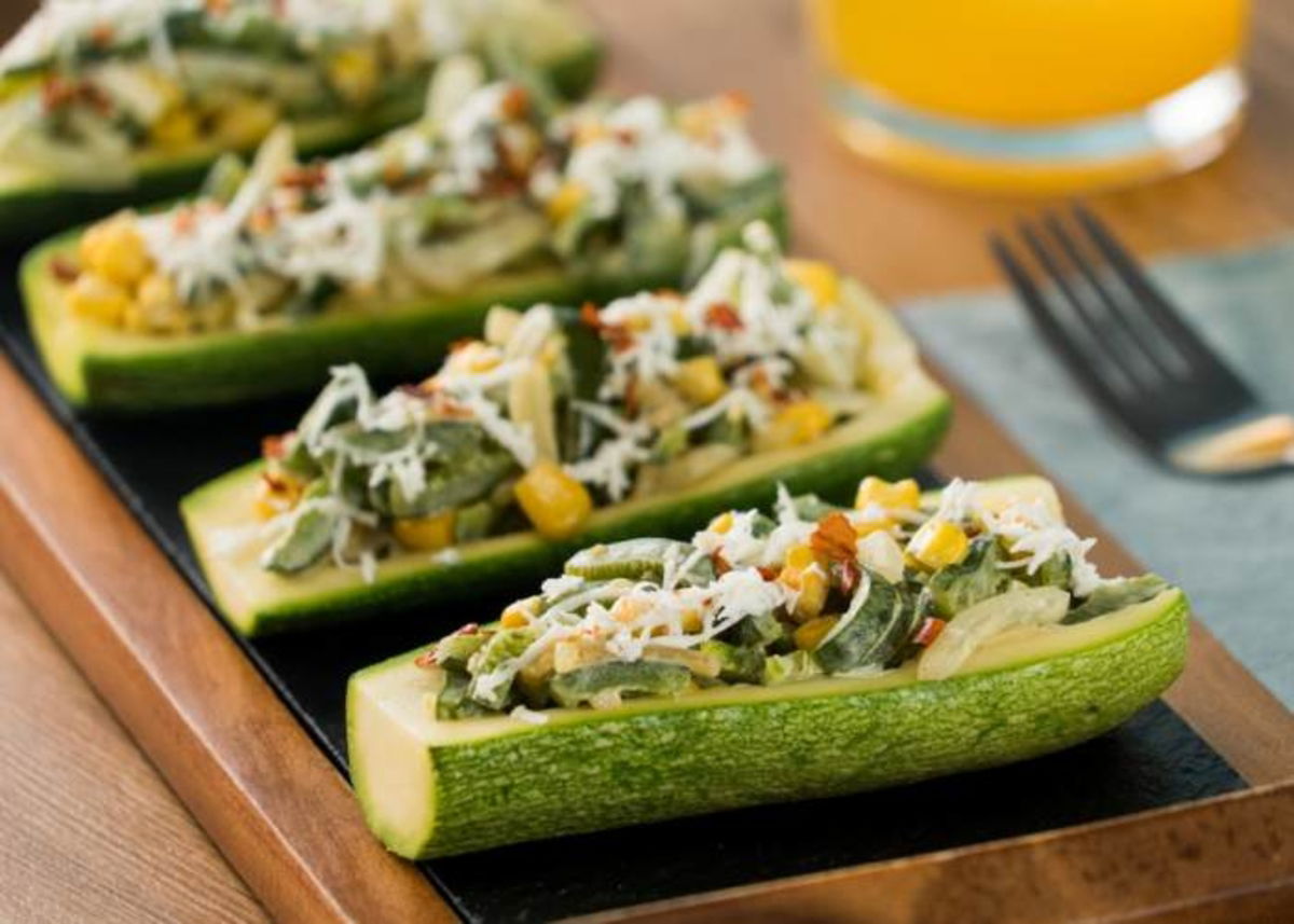 Calabacín relleno garbanzos