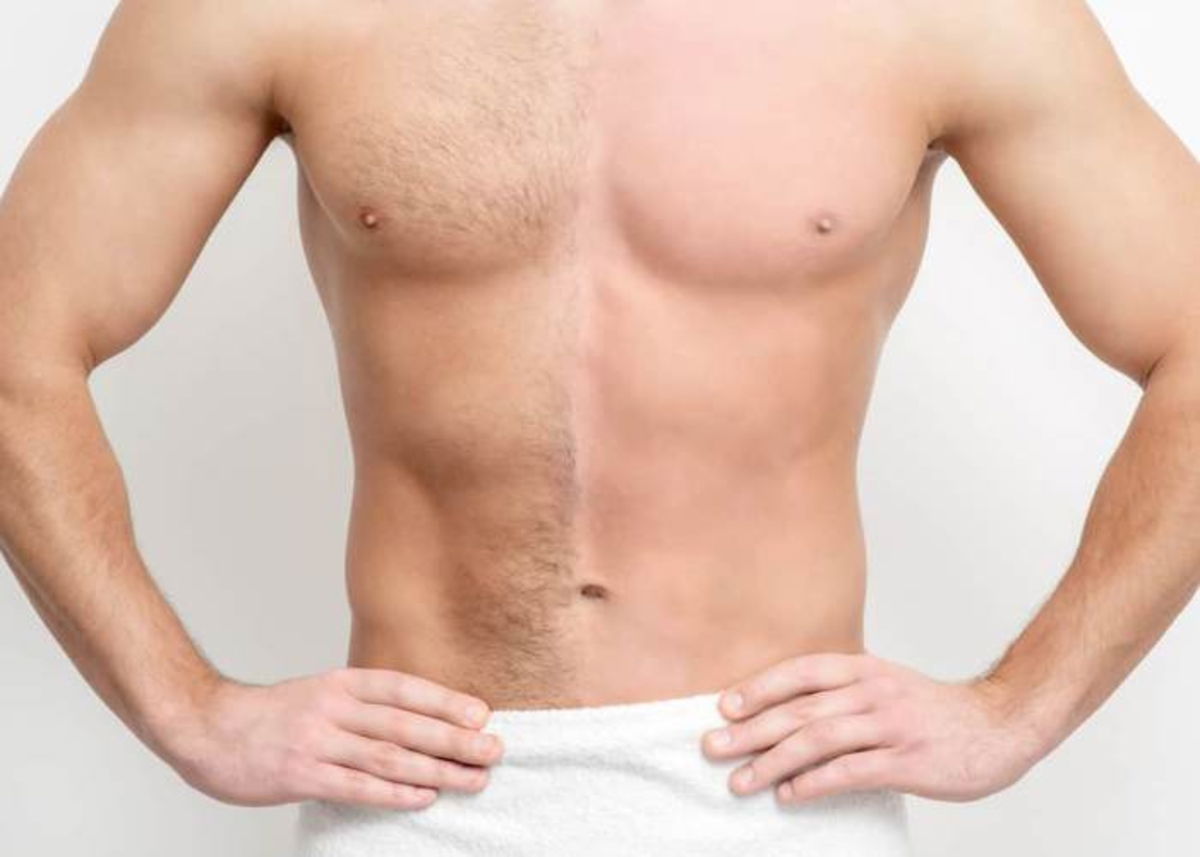 Hombre con depilado en medio cuerpo