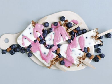 Paleta helada de yogur y arándanos, receta sin gluten