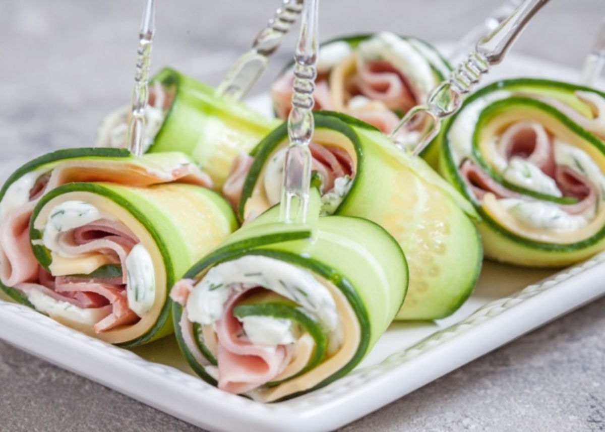 Rollo de pepino y jamón