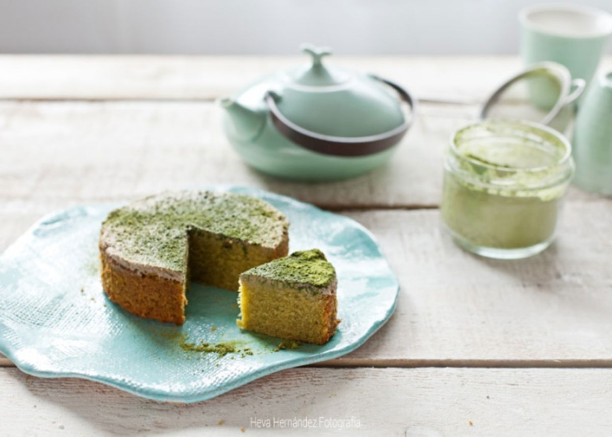 Pastel matcha y avena