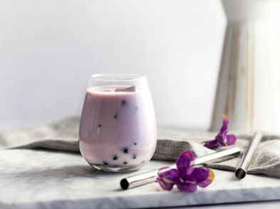 Postre saludable de tapioca y taro